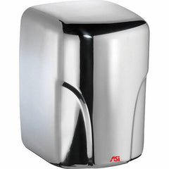 ASI-American Specialties, Inc. - 1600 Watt Bright Stainless Steel Finish Electric Hand Dryer - 110/120 Volts, 14.6 Amps, 8-1/16" Wide x 11-19/64" High x 7-5/64" Deep - Exact Tool & Supply