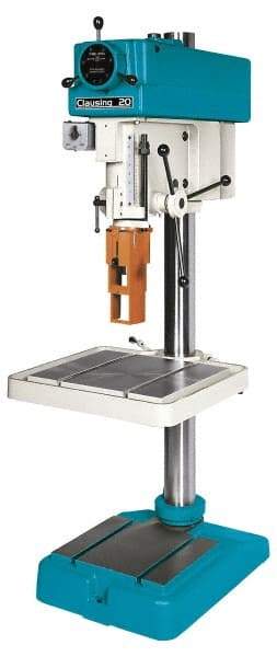 Clausing - 20" Swing, Step Pulley Drill Press - Variable Speed, 3/4 to 1-1/2 hp, Three Phase - Exact Tool & Supply