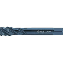 Walter-Prototyp - 9/16-18 UNF 4 Flute 2B/3B Semi-Bottoming Spiral Flute Tap - High Speed Steel, Oxide Finish, 100mm OAL, Right Hand Flute, Right Hand Thread, Series TC117 - Exact Tool & Supply