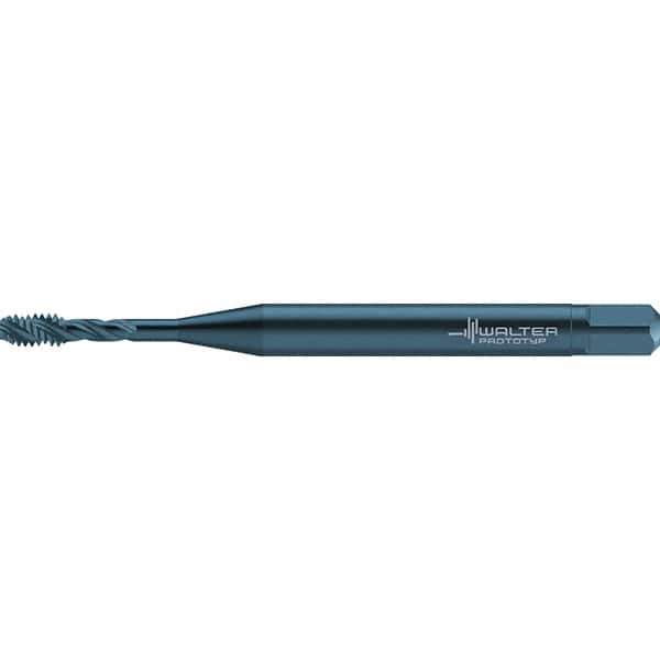 Walter-Prototyp - #2-56 UNC 3 Flute 2B/3B Semi-Bottoming Spiral Flute Tap - High Speed Steel, Oxide Finish, 45mm OAL, Right Hand Flute, Right Hand Thread, Series TC117 - Exact Tool & Supply