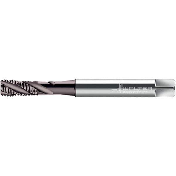 Walter-Prototyp - #3-48 UNC 3 Flute 2B/3B Semi-Bottoming Spiral Flute Tap - High Speed Steel, TiAlN Finish, 50mm OAL, Right Hand Flute, Right Hand Thread, Series TC117 - Exact Tool & Supply