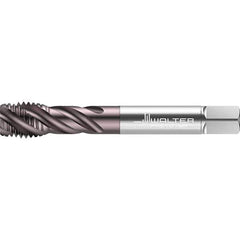 Walter-Prototyp - 9/16-12 UNC 4 Flute 2B/3B Semi-Bottoming Spiral Flute Tap - High Speed Steel, TiAlN Finish, 110mm OAL, Right Hand Flute, Right Hand Thread, Series TC117 - Exact Tool & Supply