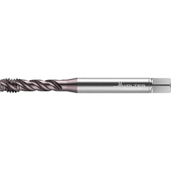 Walter-Prototyp - #6-40 UNF 3 Flute 2B/3B Semi-Bottoming Spiral Flute Tap - High Speed Steel, TiAlN Finish, 56mm OAL, Right Hand Flute, Right Hand Thread, Series TC117 - Exact Tool & Supply