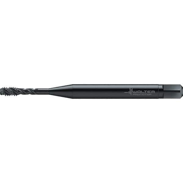 Walter-Prototyp - #4-40 UNC 3 Flute 2BX Semi-Bottoming Spiral Flute Tap - High Speed Steel, Oxide Finish, 56mm OAL, Right Hand Flute, Right Hand Thread, Series TC142 - Exact Tool & Supply