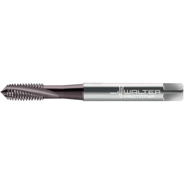 Walter-Prototyp - 1/4-20 UNC 3 Flute 2BX Semi-Bottoming Spiral Flute Tap - High Speed Steel, Bright Finish, 80mm OAL, Right Hand Flute, Right Hand Thread - Exact Tool & Supply