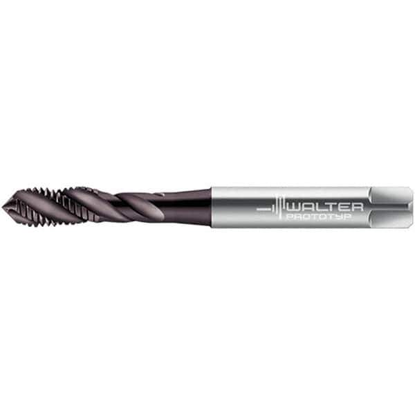 Walter-Prototyp - #12-24 UNC 3 Flute 2B Semi-Bottoming Spiral Flute Tap - High Speed Steel, Hardlube Finish, 80mm OAL, Right Hand Flute, Right Hand Thread - Exact Tool & Supply