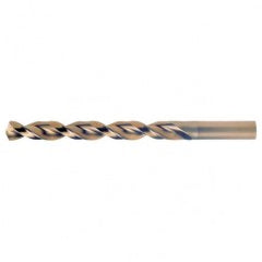 #42 RHS / RHC HSS-CO 8% (M42) 135 Degree Split Point Q-Cobalt Wide Land Parabolic Jobber Drill - Straw / Gold Oxide - Exact Tool & Supply