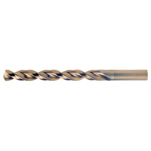 #8 RHS / RHC HSS-CO 8% (M42) 135 Degree Split Point Q-Cobalt Wide Land Parabolic Jobber Drill - Straw / Gold Oxide - Exact Tool & Supply