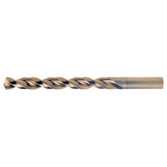 #1 RHS / RHC HSS-CO 8% (M42) 135 Degree Split Point Q-Cobalt Wide Land Parabolic Jobber Drill - Straw / Gold Oxide - Exact Tool & Supply