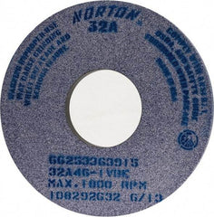 Norton - 14" Diam x 5" Hole x 1" Thick, I Hardness, 46 Grit Surface Grinding Wheel - Aluminum Oxide, Type 1, Coarse Grade, 1,800 Max RPM, Vitrified Bond, No Recess - Exact Tool & Supply