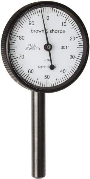 TESA Brown & Sharpe - 0.2 Inch Range, 0.001 Inch Dial Graduation, Dial Test Indicator - 1-1/2 Inch, 0-100 Dial Reading - Exact Tool & Supply
