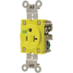 Hubbell Wiring Device-Kellems - 125V 20A NEMA 5-20R Marine Grade Yellow Straight Blade Single Receptacle - Exact Tool & Supply