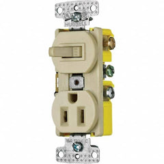 Hubbell Wiring Device-Kellems - Combination Wall Switch & Receptacles Combination Switch/Receptacle Type: Combination Outlet & Switch Color: Ivory - Exact Tool & Supply