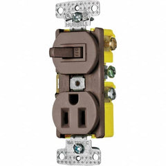 Hubbell Wiring Device-Kellems - Combination Wall Switch & Receptacles Combination Switch/Receptacle Type: Combination Outlet & Switch Color: Brown - Exact Tool & Supply