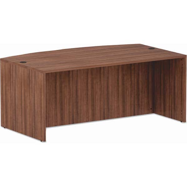 ALERA - Office Desks Type: Bow Front Desk Sheel Color: Modern Walnut - Exact Tool & Supply