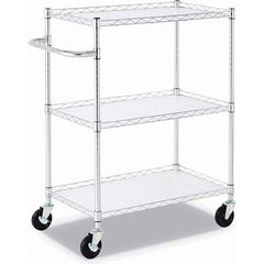 ALERA - Carts; Type: Laundry/Liner Cart ; Number of Shelves: 3 ; Material: Welded Wire ; Color: Silver ; Caster: 4 ; Includes: (4) Posts; (4) 4" Casters; (3) Polypropylene Liners - Exact Tool & Supply