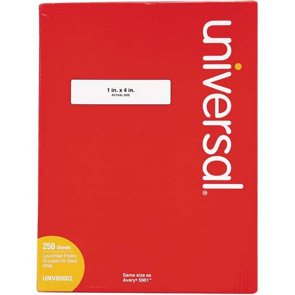 UNIVERSAL - Labels, Ribbons & Tapes Type: Multipurpose Color: White - Exact Tool & Supply