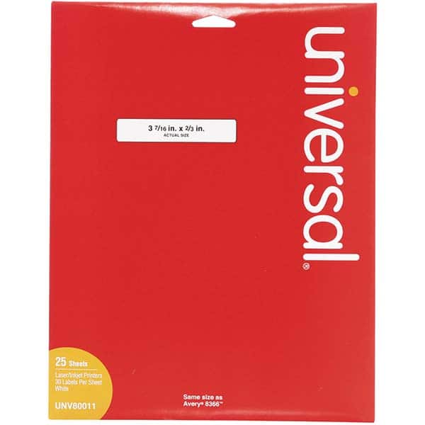 UNIVERSAL - Labels, Ribbons & Tapes Type: File Folder Label Color: White - Exact Tool & Supply