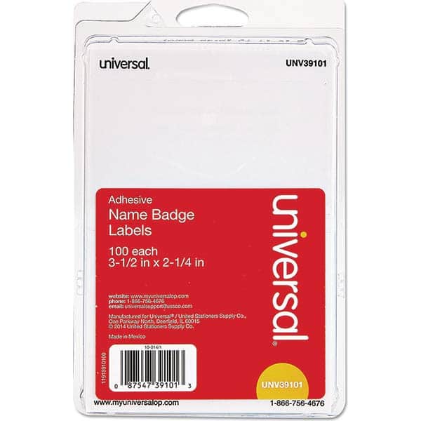 UNIVERSAL - Labels, Ribbons & Tapes Type: Badges Color: White - Exact Tool & Supply