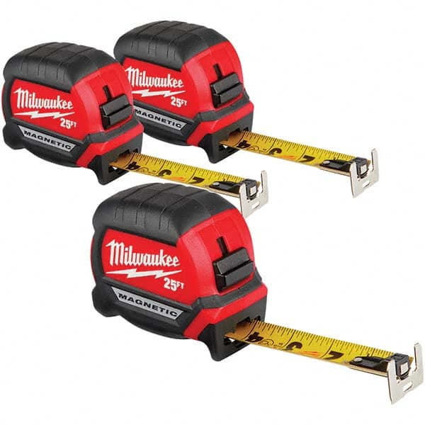 Milwaukee Tool - 25' x 1" Yellow/Black Blade Tape Measure - Exact Tool & Supply