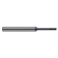 Variable Helix End Mills for Exotic Alloys - Finishers - 0.0470″ (3/64″) Cutter Diameter × 0.1410″ Length of Cut × 0.2500″ (1/4″) Reach Carbide Square End Mill Finisher for Exotic Alloys, 6 Flutes, AlTiN Nano Coated - Exact Tool & Supply