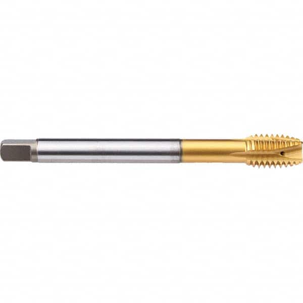 Emuge - M20x2.50 Metric 6G 0 Flute TiN Finish Cobalt Spiral Point Tap - Exact Tool & Supply