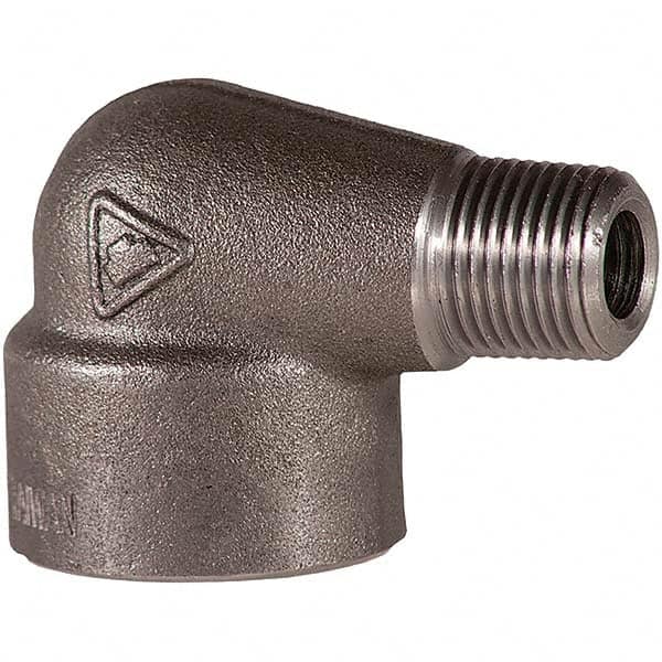 Merit Brass - Black Pipe Fittings; Type: 90 Degree Street Elbow ; Fitting Size: 1-1/2 (Inch); End Connections: MNPT x FNPT ; Classification: 3000 ; Material: Carbon Steel ; Finish/Coating: Mill/Oil - Exact Tool & Supply