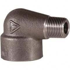 Merit Brass - Black Pipe Fittings; Type: 90 Degree Street Elbow ; Fitting Size: 1-1/2 (Inch); End Connections: MNPT x FNPT ; Classification: 3000 ; Material: Carbon Steel ; Finish/Coating: Mill/Oil - Exact Tool & Supply