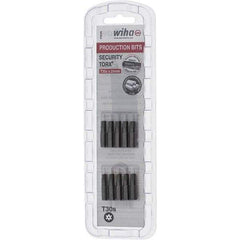 Wiha - 1/4" Drive T30 Tamperproof Torx Screwdriver Bit - 1" OAL, Tamper Resistant Bit - Exact Tool & Supply