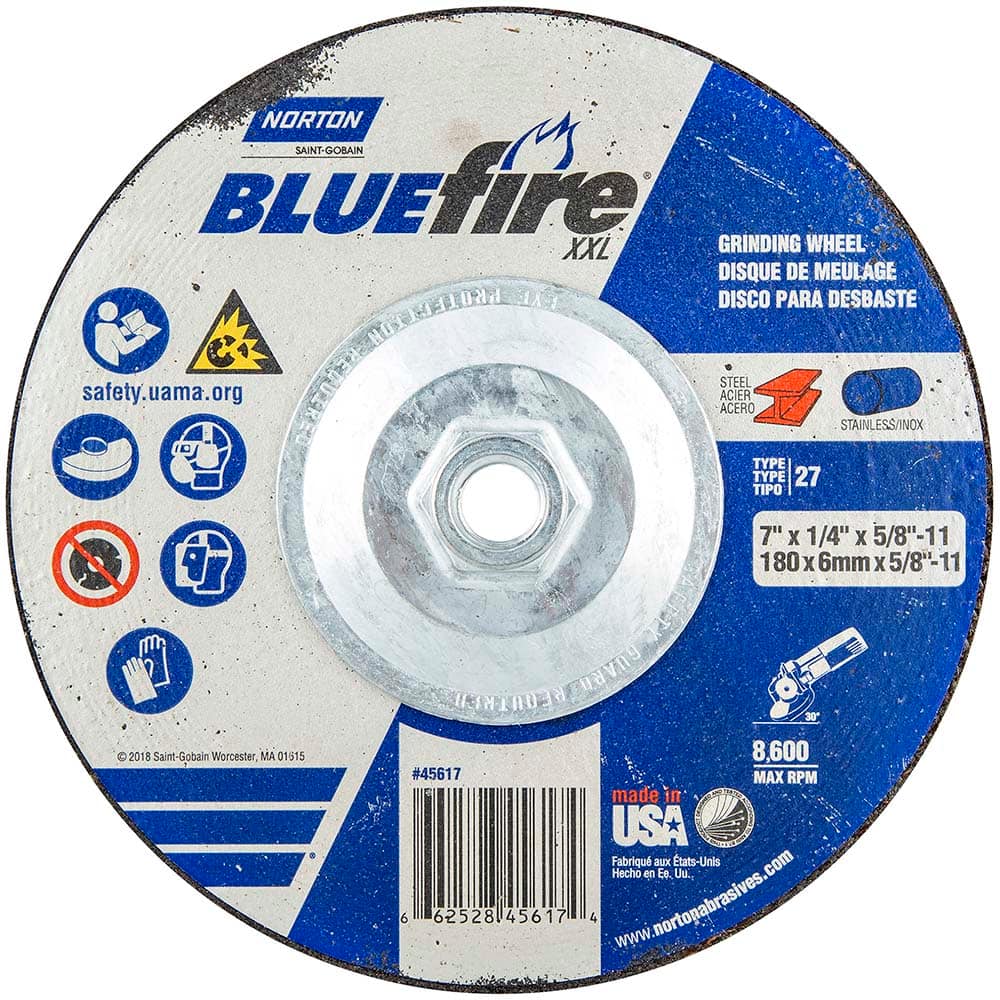 Norton - Depressed-Center Wheels Wheel Diameter (Inch): 7 Wheel Thickness (Inch): 1/4 - Exact Tool & Supply