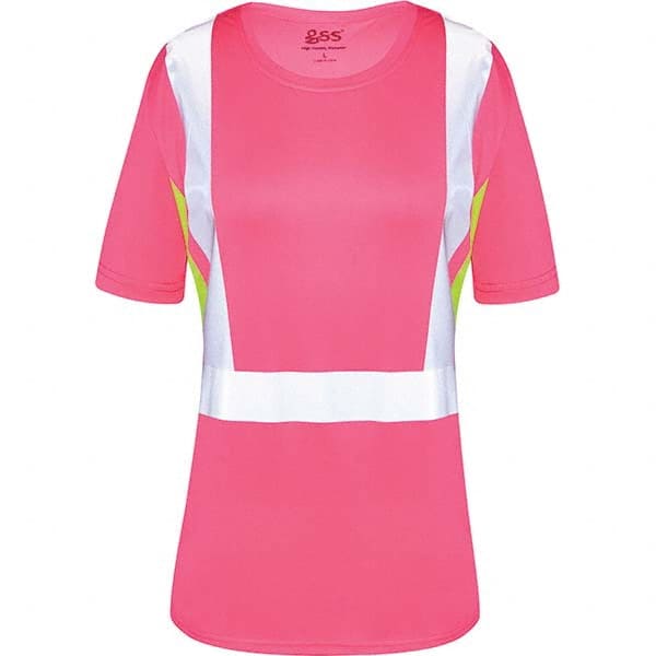 GSS Safety - Size 2XL Pink, Lime & Silver High Visibility Short Sleeve T-Shirt - Exact Tool & Supply