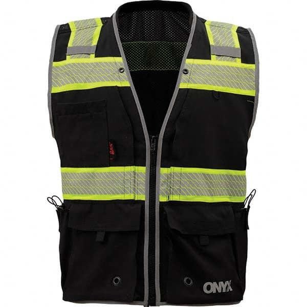 GSS Safety - Size L Black Mesh/Solid General Purpose High Visibility Vest - Exact Tool & Supply