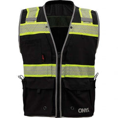 GSS Safety - Size L Black Mesh/Solid General Purpose High Visibility Vest - Exact Tool & Supply