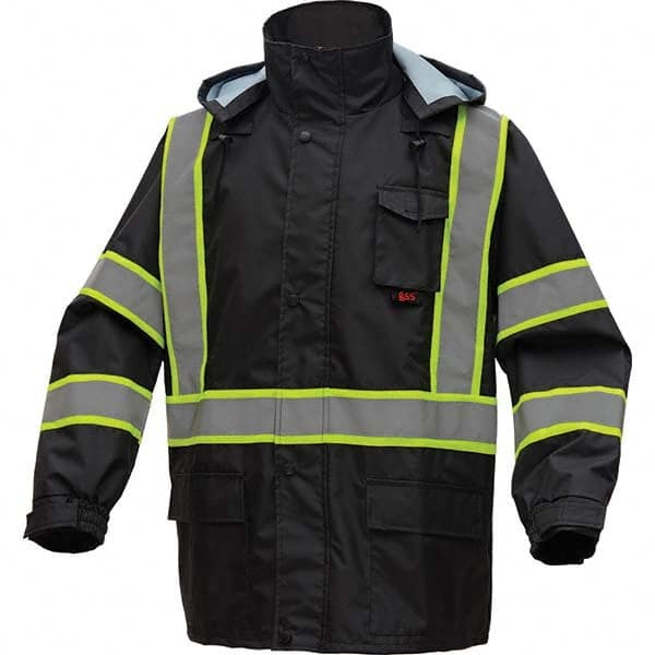 GSS Safety - Size 4X/5XL Black Waterproof Rain Jacket - Exact Tool & Supply