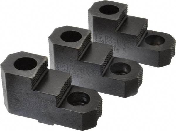 H & R Manufacturing - 12" Max Chuck Diam Compatibility, Mild Carburized Steel Tongue & Groove Hard Lathe Top Jaws - 2 Steps, 1/2" Groove Width, 1-3/4" Wide x 4.55" Long x 2-15/32" High - Exact Tool & Supply