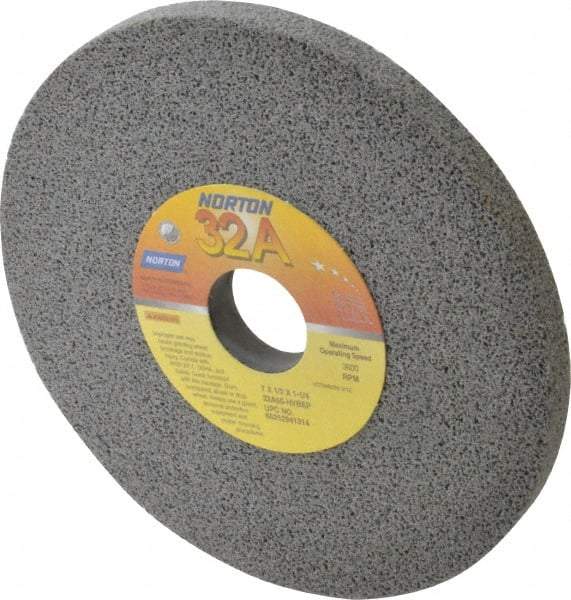 Norton - 7" Diam x 1-1/4" Hole x 1/2" Thick, H Hardness, 60 Grit Surface Grinding Wheel - Aluminum Oxide, Type 1, Medium Grade, 3,600 Max RPM, Vitrified Bond, No Recess - Exact Tool & Supply