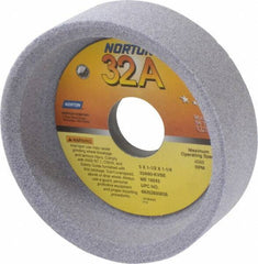 Norton - 5" Diam, 1-1/4" Hole Size, 1-1/2" Overall Thickness, 60 Grit, Type 6 Tool & Cutter Grinding Wheel - Medium Grade, Aluminum Oxide, K Hardness, Vitrified Bond, 4,585 RPM - Exact Tool & Supply