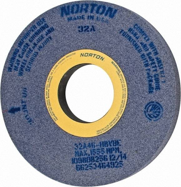 Norton - 16" Diam x 5" Hole x 1-1/2" Wide Centerless & Cylindrical Grinding Wheel - 46 Grit, Aluminum Oxide, Type 1, Coarse Grade, Vitrified Bond, No Recess - Exact Tool & Supply