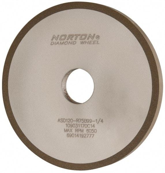 Norton - 6" Diam x 1-1/4" Hole x 1/2" Thick, 120 Grit Surface Grinding Wheel - Diamond, Type 1A1, Fine Grade, Resinoid Bond - Exact Tool & Supply