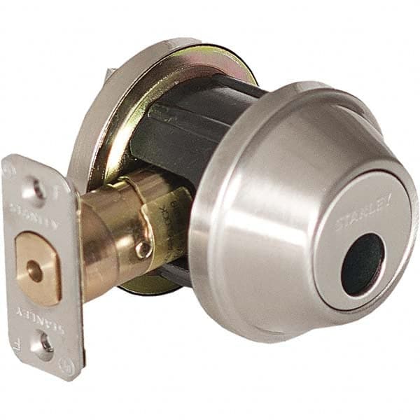 Stanley - Deadbolts Type: Single Cylinder Door Thickness Range: 1-3/8 - 1-3/4 - Exact Tool & Supply