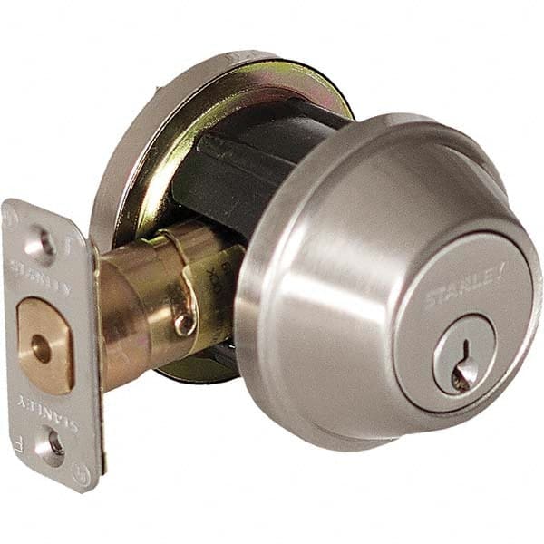 Stanley - Deadbolts Type: Single Cylinder Door Thickness Range: 1-3/8 - 1-3/4 - Exact Tool & Supply