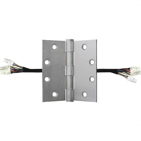 Stanley - 4-1/2" Long x 4-1/2" Wide Grade 1 Steel Full Mortise, Concealed Electric Commercial Hinge - Exact Tool & Supply