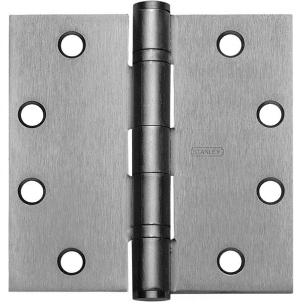 Stanley - 4-1/2" Long x 4-1/2" Wide Grade 1 Steel Full Mortise Ball Bearing Commercial Hinge - Exact Tool & Supply