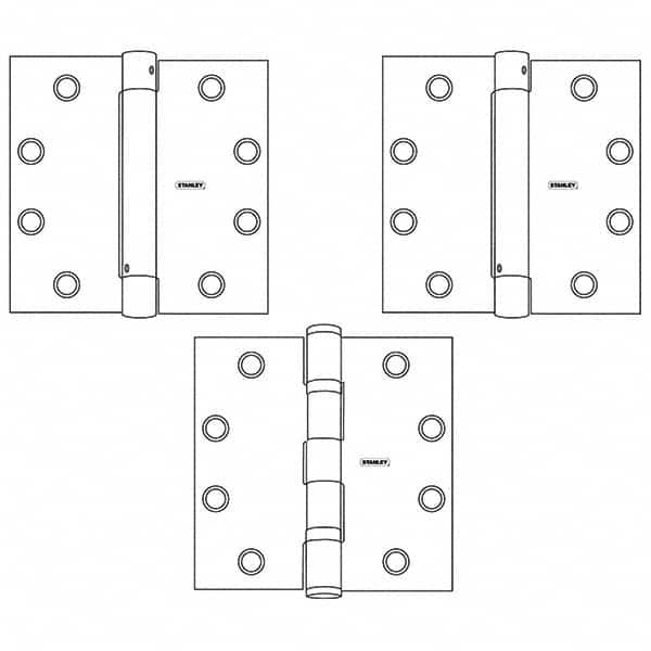 Stanley - 4-1/2" Long x 4-1/2" Wide Grade 1 Steel Full Mortise Spring Commercial Hinge - Exact Tool & Supply