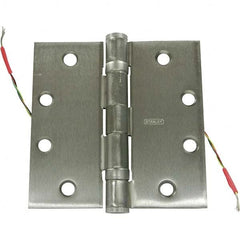 Stanley - 4" Long x 4-1/2" Wide Grade 1 Steel Full Mortise, Concealed Electric Commercial Hinge - Exact Tool & Supply