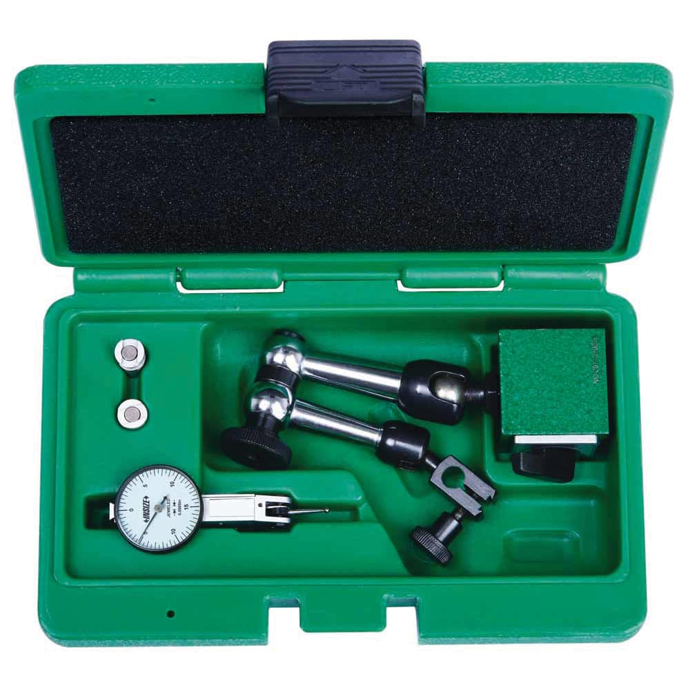 Insize USA LLC - Indicator & Base Kits; Indicator Type: Dial ; Dial Graduation (Decimal Inch): 0.000500 ; Minimum Measurement (Decimal Inch): 0.0000 ; Maximum Measurement (Inch): 0.0300 ; Maximum Measurement (Decimal Inch): 0.0300 ; Base Style: Magnetic - Exact Tool & Supply