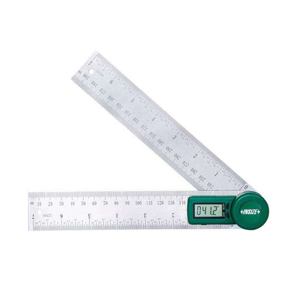 Insize USA LLC - Digital & Dial Protractors; Style: Protractor ; Measuring Range (Degrees): 360.00 ; Magnetic Base: No ; Battery Type: CR2032 ; Resolution (Degrees): 0.10 ; Data Output: No - Exact Tool & Supply