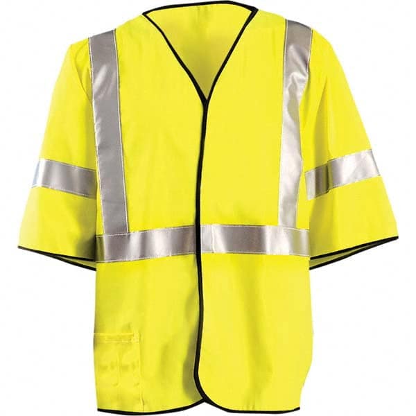 OccuNomix - Size 3XL Flame Resistant Hi-Vis Yellow Mesh General Purpose High Visibility Vest - Exact Tool & Supply