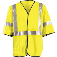 OccuNomix - Size 5XL Flame Resistant Hi-Vis Yellow Mesh General Purpose High Visibility Vest - Exact Tool & Supply