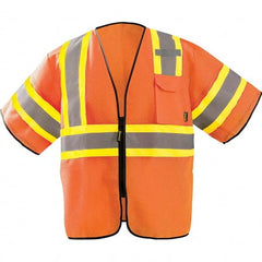 OccuNomix - Size L/XL HI-Vis Orange Mesh General Purpose High Visibility Vest - Exact Tool & Supply